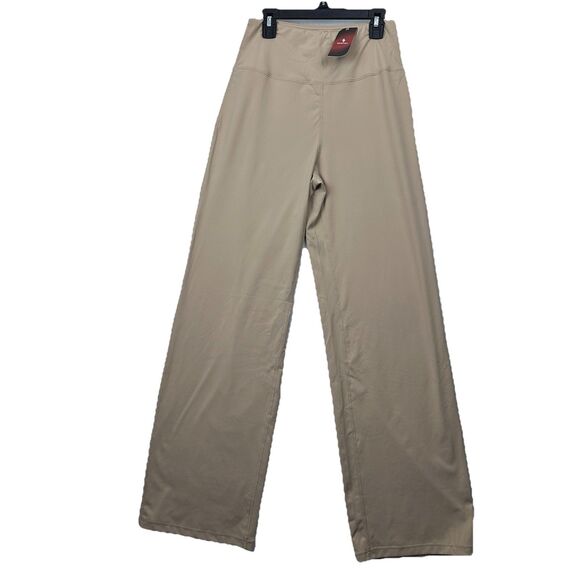 Santiny Wide Leg Pants Tan Size S 30.5 24x29 High Rise Yoga Lounge Stretch - Picture 1 of 7